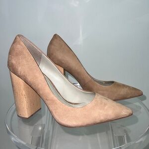 1.State Suede Blocked Wood Pump - Beige/Neutral Size 6 - Pointed Toe